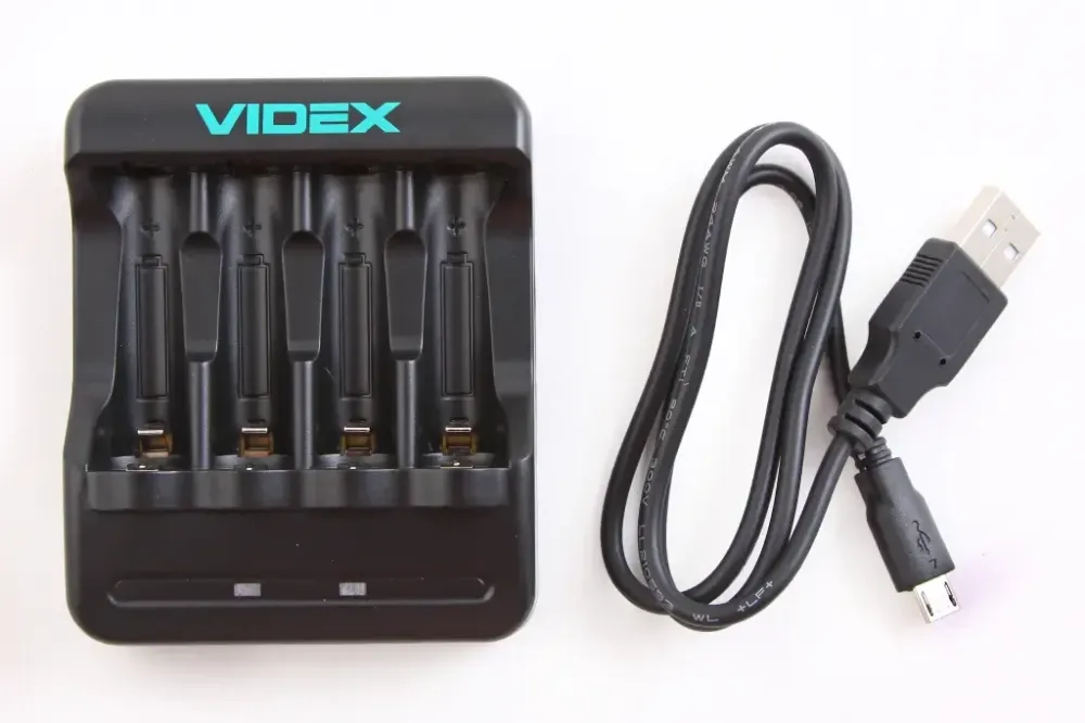 Компютерний заряд для акумуляторних батарейок 4*A/AAA Videx USB Вінниця - фото 1