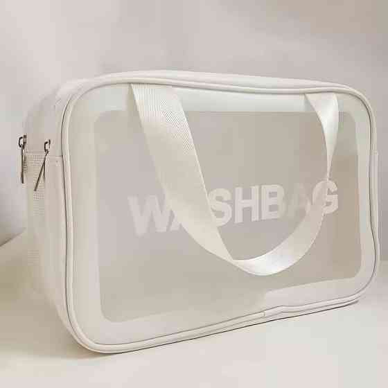 Косметичка из искусственной кожи на 2 отделения в ванную для сухих и влажных вещей, белая Каменец-Подольский
