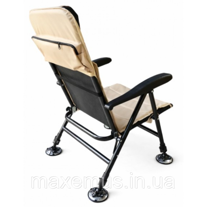 Кресло карповое рыболовное раскладное с телескопическими ножками Bonro B-115 Бежевое (до 150 кг) Мостиска - изображение 3