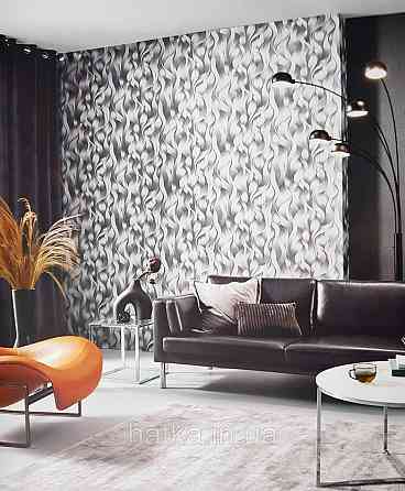 Шпалери метрові вініл на флізелін дизайнерські Erismann Elle Decoration 2 абстракція хвилі сірі металлик3д Київ