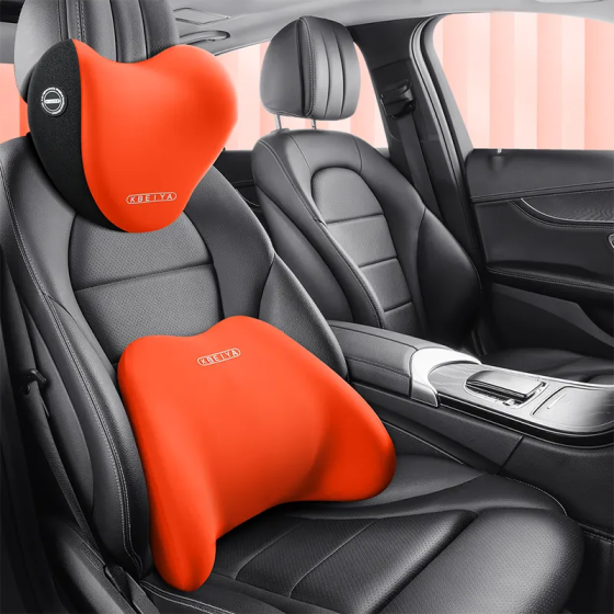 Набор подушек в машину под шею и спину в авто,подушки на подголовник и спинку сиденья,оранжевые Каменец-Подольский