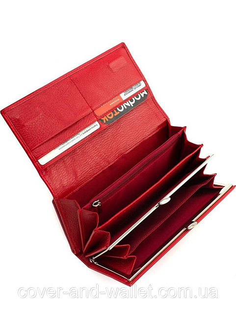 Жіночий бордовий шкіряний гаманець на багато карток Marco Coverna Червоний Київ - фото 6