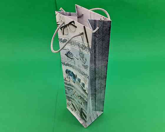 Пакет бумажный подарочный под бутылку  12/9/36(артBUT-77) (12 шт) Харьков