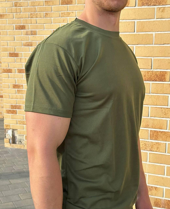 Футболка тактическая олива Coolmax, мужская военная футболка ЗСУ, лёгкая летняя полевая футболка Львов - изображение 10