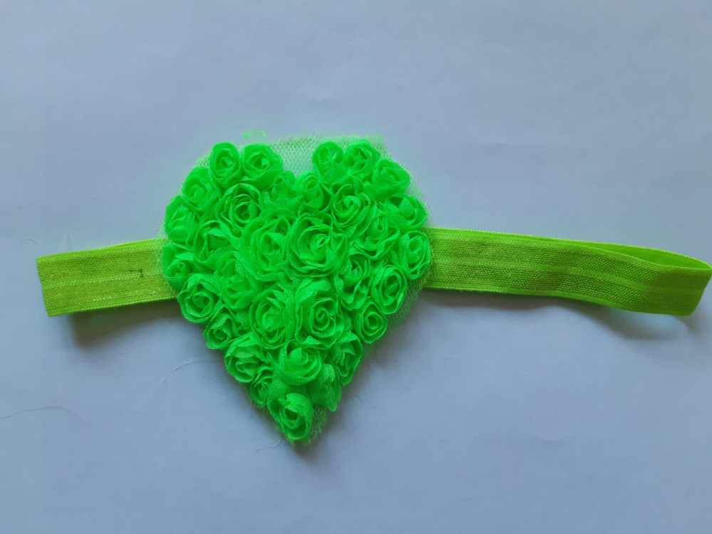 Детская повязка салатовая - сердечко 7см, размер универсальный (на резинке) Киев - изображение 1