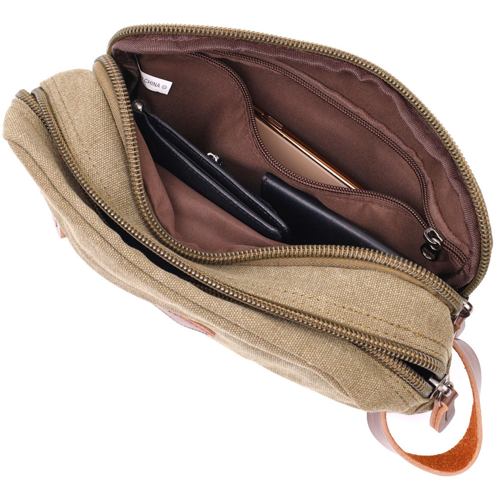 Чоловіча барсетка на два відділення з якісного текстилю Оливковий (Vintage) Київ - фото 1