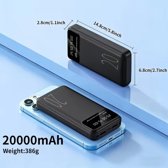 Універсальна зарядна батарея Power Bank 20000 mAh PB-LED20-BK Чорний Київ