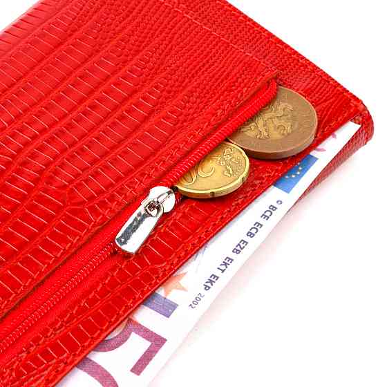 Яркий кошелек для женщин из натуральной фактурной кожи Красный (CANPELLINI) Киев