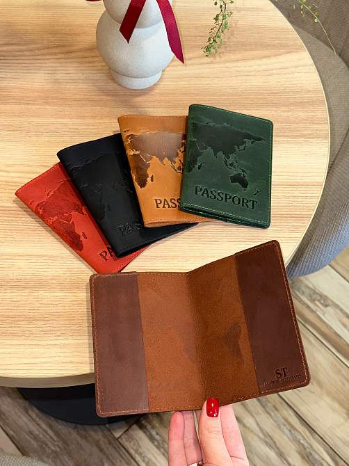 Обкладинка для паспорта зі шкіри з написом Ukraine Київ - фото 8