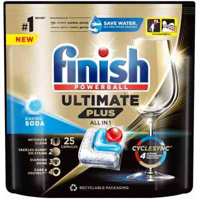 Таблетки для посудомийних машин Finish Ultimate Plus All in 1 Baking Soda 25 шт. (5908252010950) Вінниця