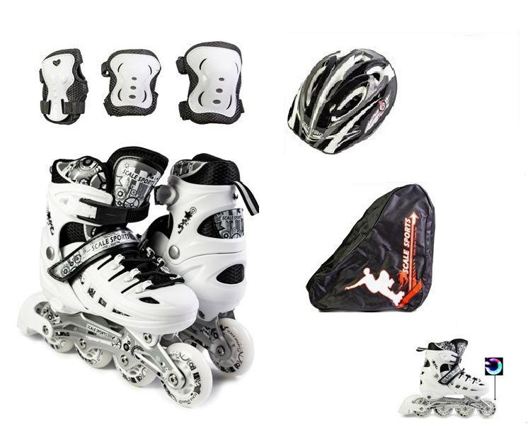 Комплект дитячих роликів + захист + шолом + сумка, Білого кольору Scale Sports. Розмір 29-33 Одеса - фото 1
