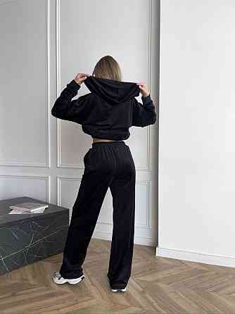 Стильний жіночий теплий велюровий костюм Чорний, 44/46 Одеса