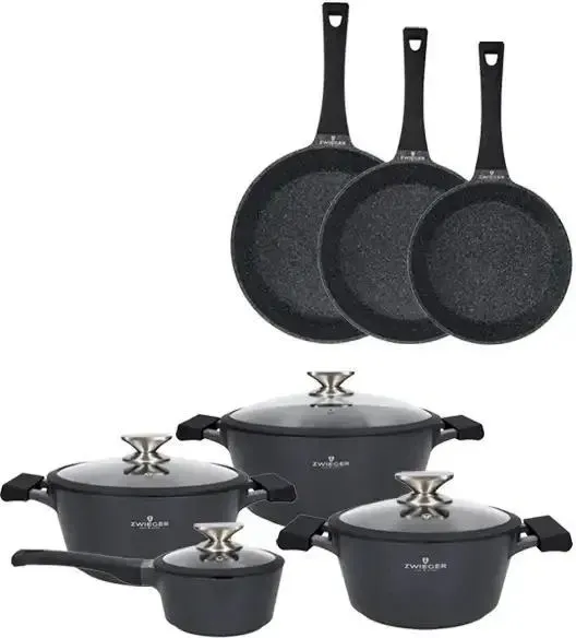 ZWIEGER BLACK STONE Набір каструль z pokrywkami 20, 24, 28 cm + Рондель 16 Сковорідки Киев - изображение 1