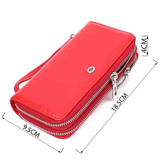 Яскравий жіночий гаманець-клатч із двома відділеннями на блискавках ST Leather 19430 Червоний Київ