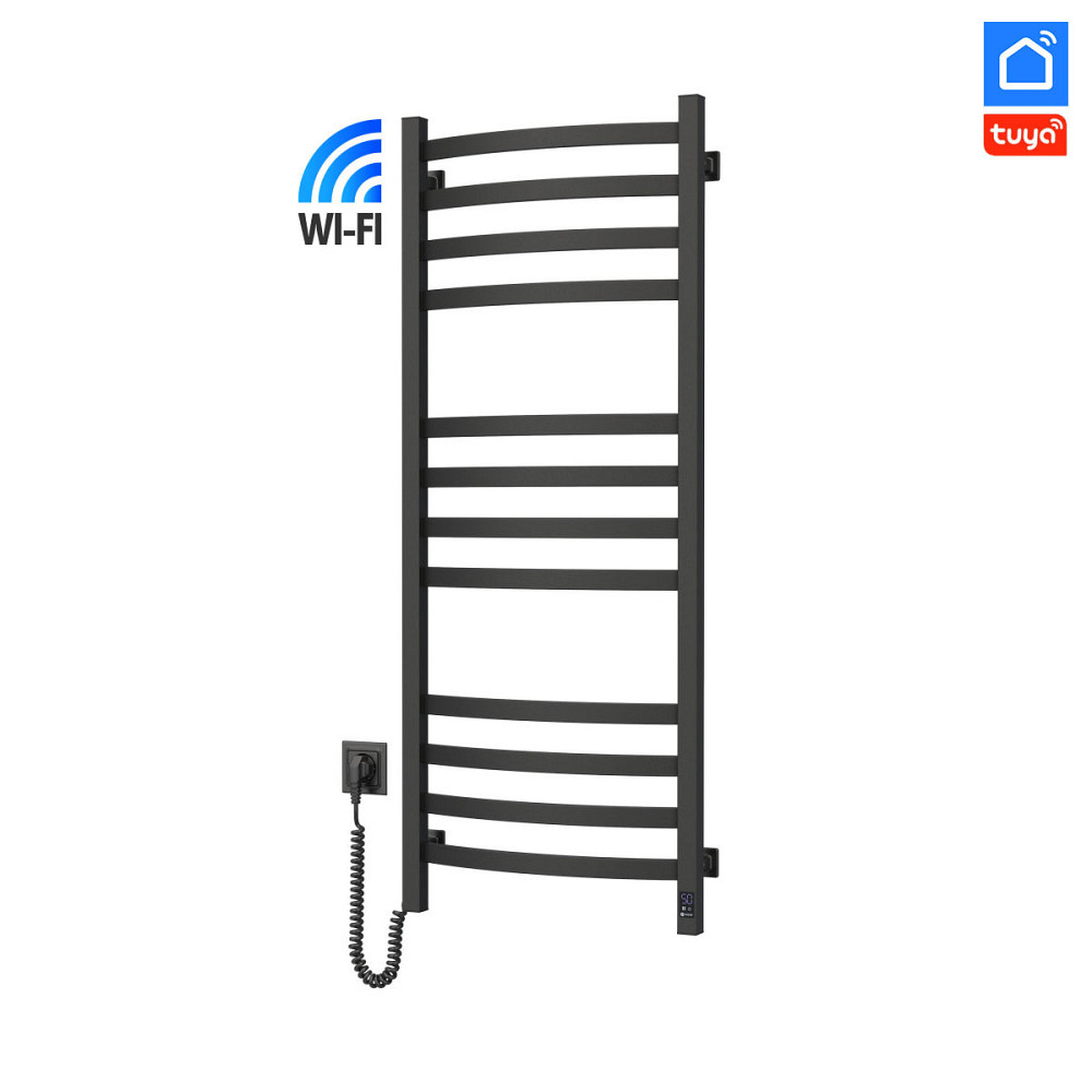 Сушарка для рушників електрична Navin Avalon 480х1200 Sensor з Wi-Fi ліва, чорний муар Київ - фото 1