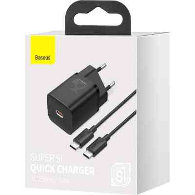 Зарядное устройство Baseus 1xUSB 25W (USB-C) + Cable Type-C black (TZCCSUP-L01) Винница