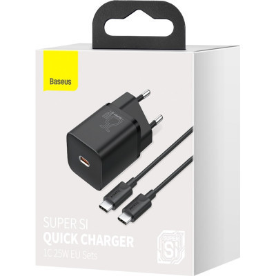 Зарядний пристрій Baseus 1xUSB 25W (USB-C) + Cable Type-C black (TZCCSUP-L01) Вінниця - фото 2