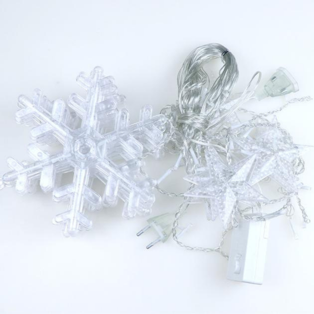 Світлодіодна гірлянда штора сніжинки Niki Light 3 метра завіса сніжинки та зірочки теплий білий Київ - фото 7