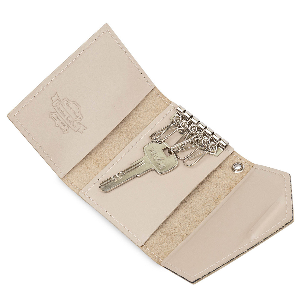 Невелика шкіряна ключниця Бежевий (GRANDE PELLE) Київ - фото 1