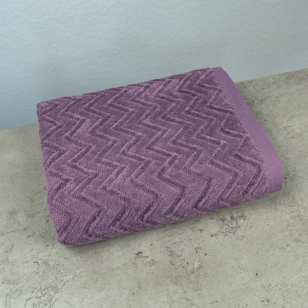 Набор махровых полотенец Жаккардовых с велюром 3шт GM Textile 40x70см, 50x90см, 70x140см 550г/м2 (Темно-Фиолетовый) Сумы - изображение 2