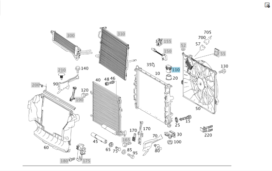 Mercedes-Benz  A0995040002 Кріплення радіатора верхнє ML W164 R-class short W251 ML/GLE W166 GLE Coupe C292 GL X164 GL/GLS X166 R-class long V251 Одесса