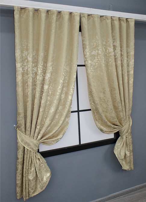 Комплект коротких штор VR-Textil Лен мрамор Pavliani ХО №1270ш 130х170 см 2 шт Бежевый (35-0112) Киев - изображение 2