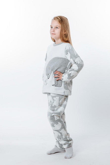 Піжама дитяча, тепла, велсофт, світло-сіра, зимова весняна осіння, дитячі піжами Київ - фото 3