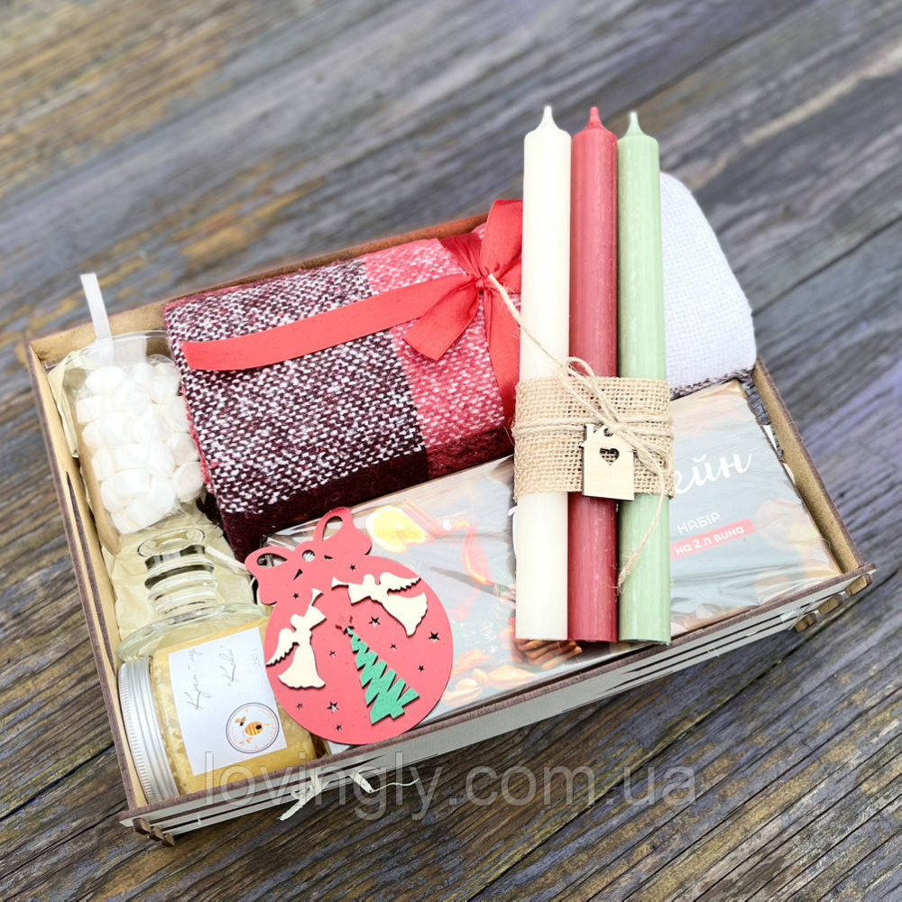Подарочный бокс для зимнего настроения с пледом, чашкой и свечами Ирпень - изображение 4