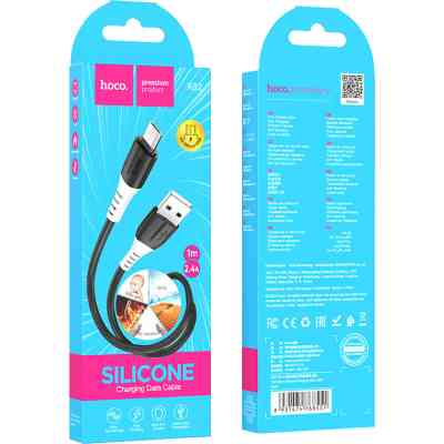 Дата кабель USB 2.0 AM to Micro 5P 1.0m 2.4A silicone X82 black HOCO (6931474768551) Вінниця