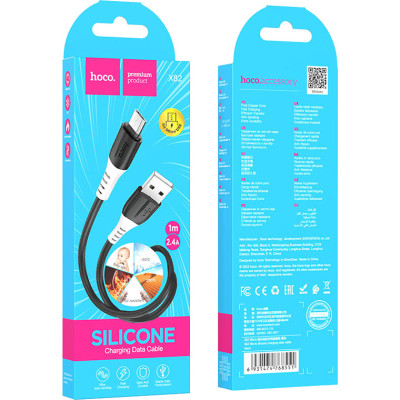 Дата кабель USB 2.0 AM to Micro 5P 1.0m 2.4A silicone X82 black HOCO (6931474768551) Винница - изображение 5