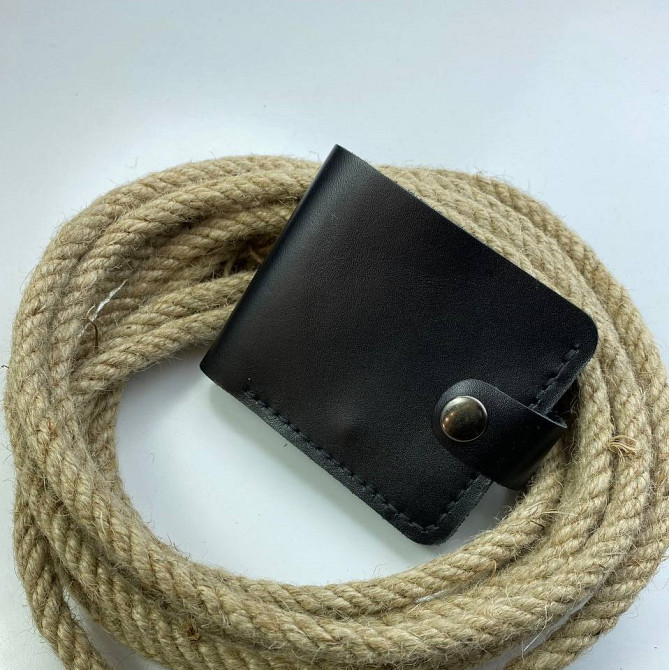 Гаманець шкіряний жіночий Біфолд Глянець Чорний маленький, стильний, модний, з відділеннями для карт та купюрMasterSem Київ - фото 2