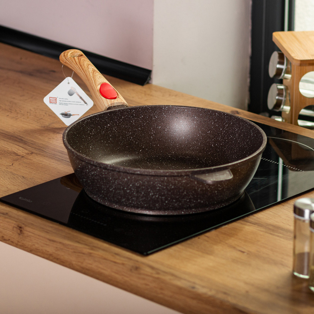 Сковорода алюмінієва 3.5 літра глибока зі скляною кришкою Ø 28 см кавова MGC HP-4-465CO Коломия - фото 7