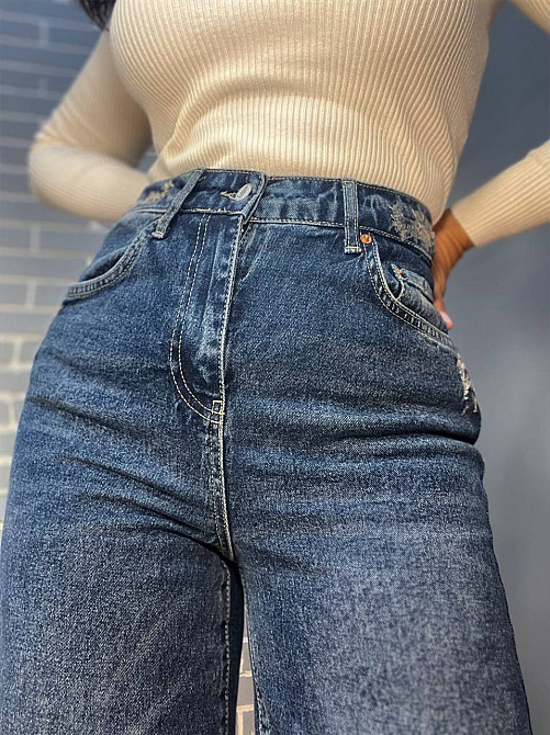 Джинси жіночі Twin 1341 палаццо рівні від стегна стрейч відрізний низ, синій, 38, 38, 82 см, 114 см Київ - фото 12