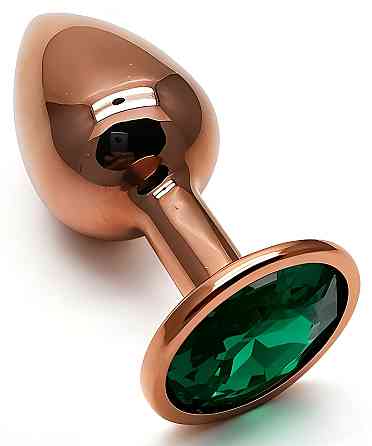 Анальна пробка з кристалом EGZO - Dark Gold Round Plug Marine, size S Sex Aura Київ