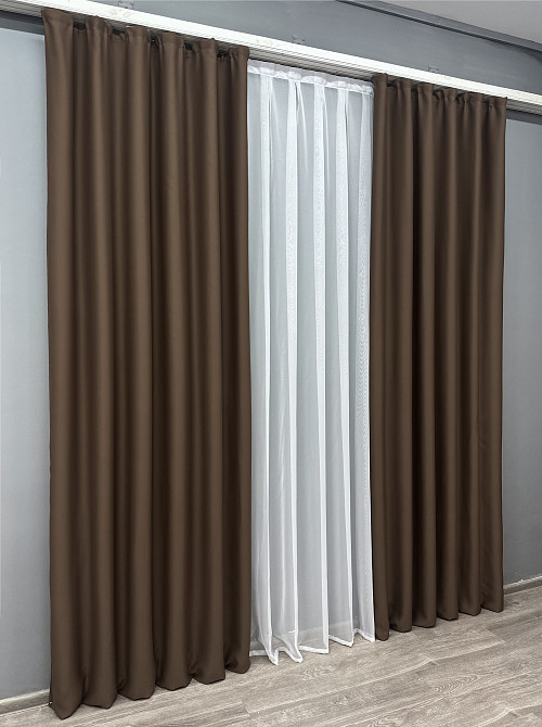 Комплект готовых штор VR-Textil Блекаут Bagema Rvs № 1238ш Шоколадный 150х295 см 2 шт 33-0622) Киев - изображение 4