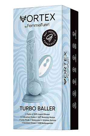 Вібратор реалістичний із яєчками на присосці Femme Funn Turbo Baller, блакитний Sex Aura Київ