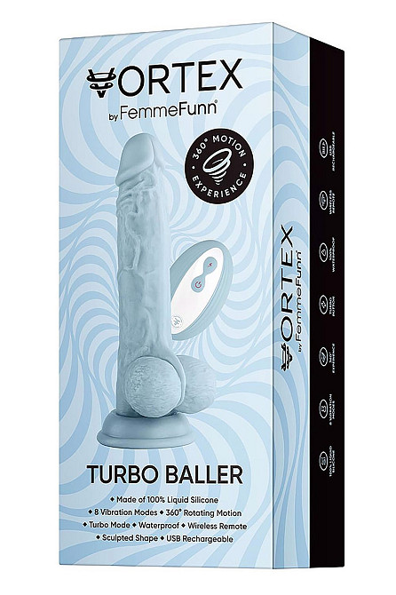 Вібратор реалістичний із яєчками на присосці Femme Funn Turbo Baller, блакитний Sex Aura Київ - фото 5