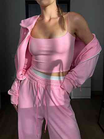 Жіночий прогулянковий костюм-двійка: кофта та штани двонитка LUX Рожевий, 42/44 Одеса