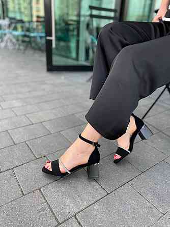 Meideli Чорні босоніжки жіночі літні на підборах молодіжні з еко-замші MEIDELI H008H-16 р. 36-4 Киев