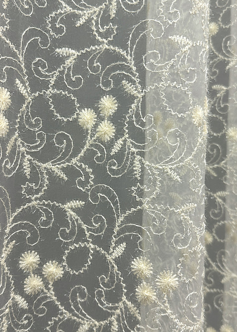 Тюль VR-Textil 1689т Фатин с вышивкой Молочный 300х270 см (42-0729) Киев - изображение 7