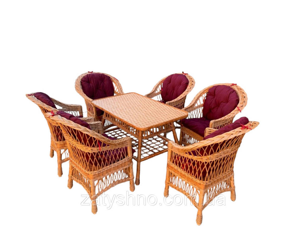 Меблі плетені з накидками та великим столом Київ - фото 5