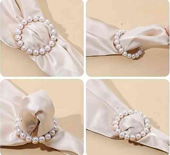 Фіксатор для одягу, шарфів золотистий з бусинами Сміла