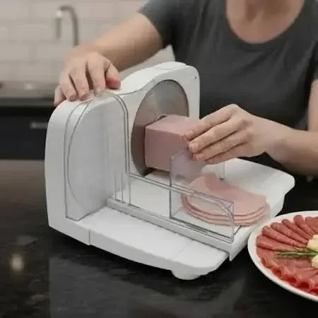 Слайсер SK-23001 150 Вт, лезо 17 см з нержавної сталі, регульована товщина нарізки, складаний Одеса