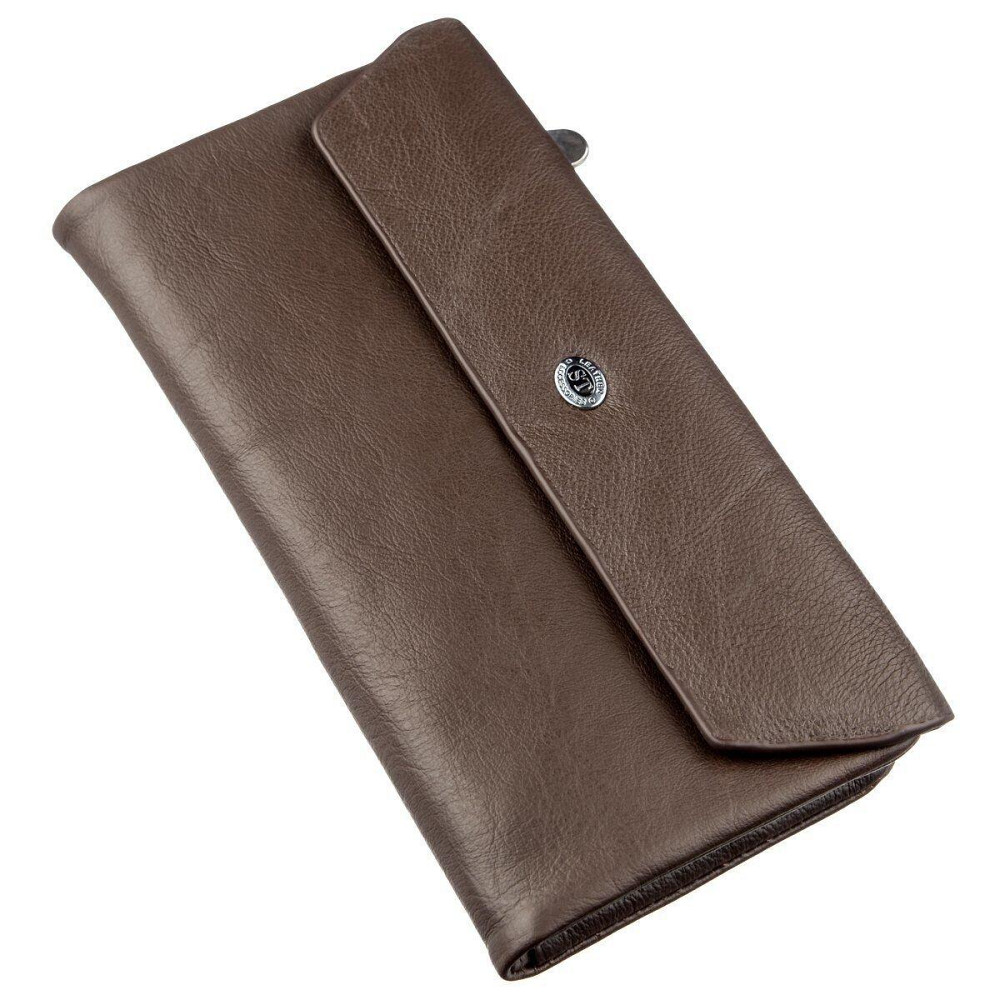 Жіночий шкіряний гаманець-клатч коричневий (ST Leather) Київ - фото 16