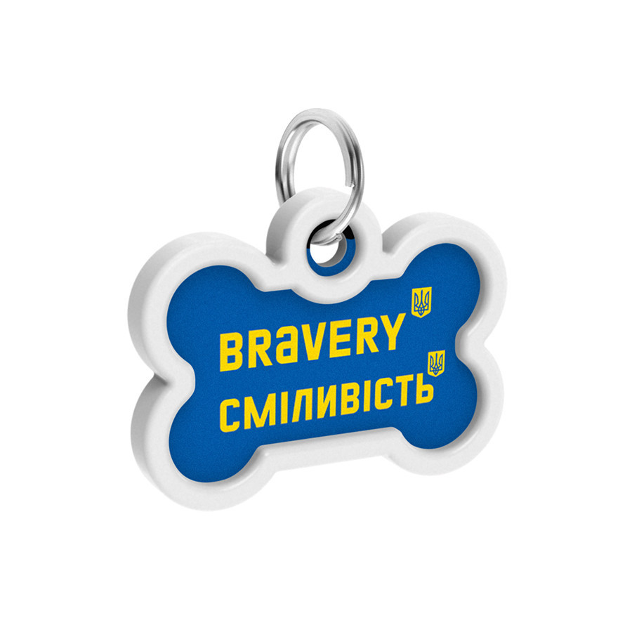 Адресник для собак і котів металевий WAUDOG Smart ID з QR-паспортом, малюнок "Срібність", кістка, Д 40 мм, Ш Вінниця - фото 4