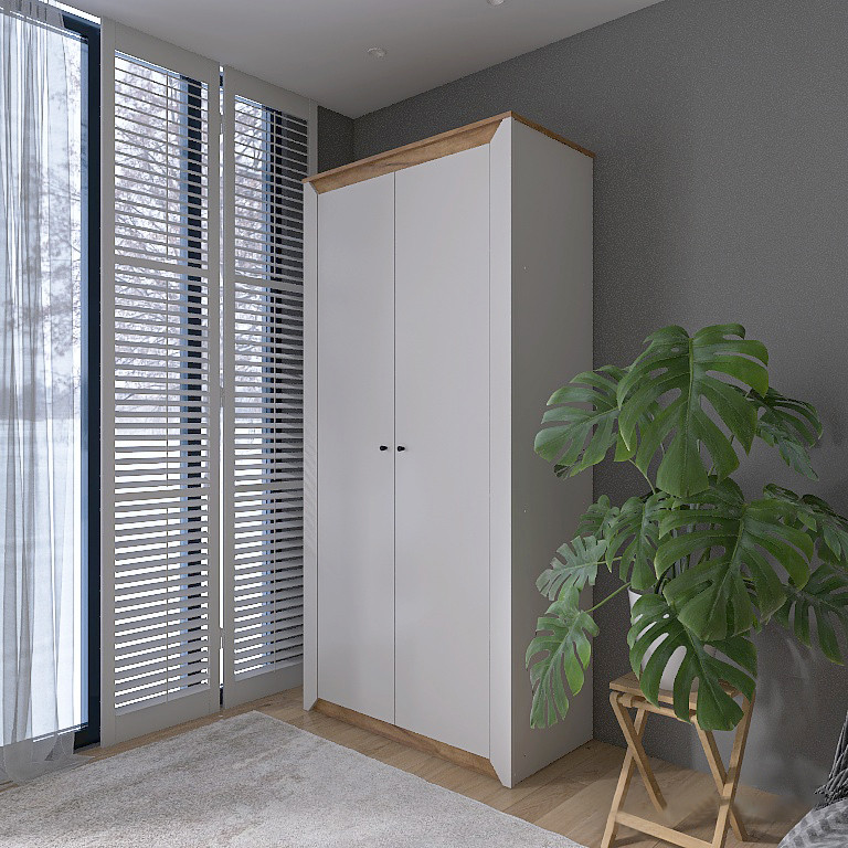 Шкаф двухдверный Эверест Нордик-990 Белый + Дуб крафт золотой (DTM-5535) Днепр - изображение 4