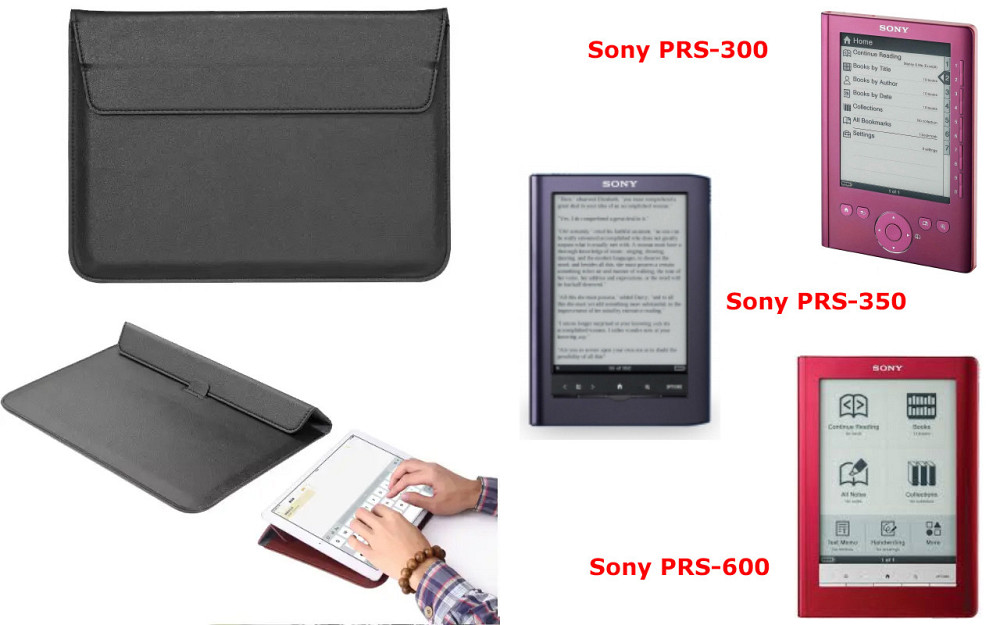 Чехол-конверт VitoCase для Sony PRS-300, PRS-350, PRS-600, с функцией подставки для книги Черный Киев - изображение 1
