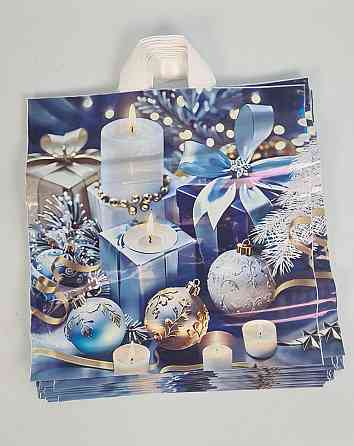 Пакет 40*42 петлевая ручка Голубой Подарок НГ Комсерв (25 шт) Харьков