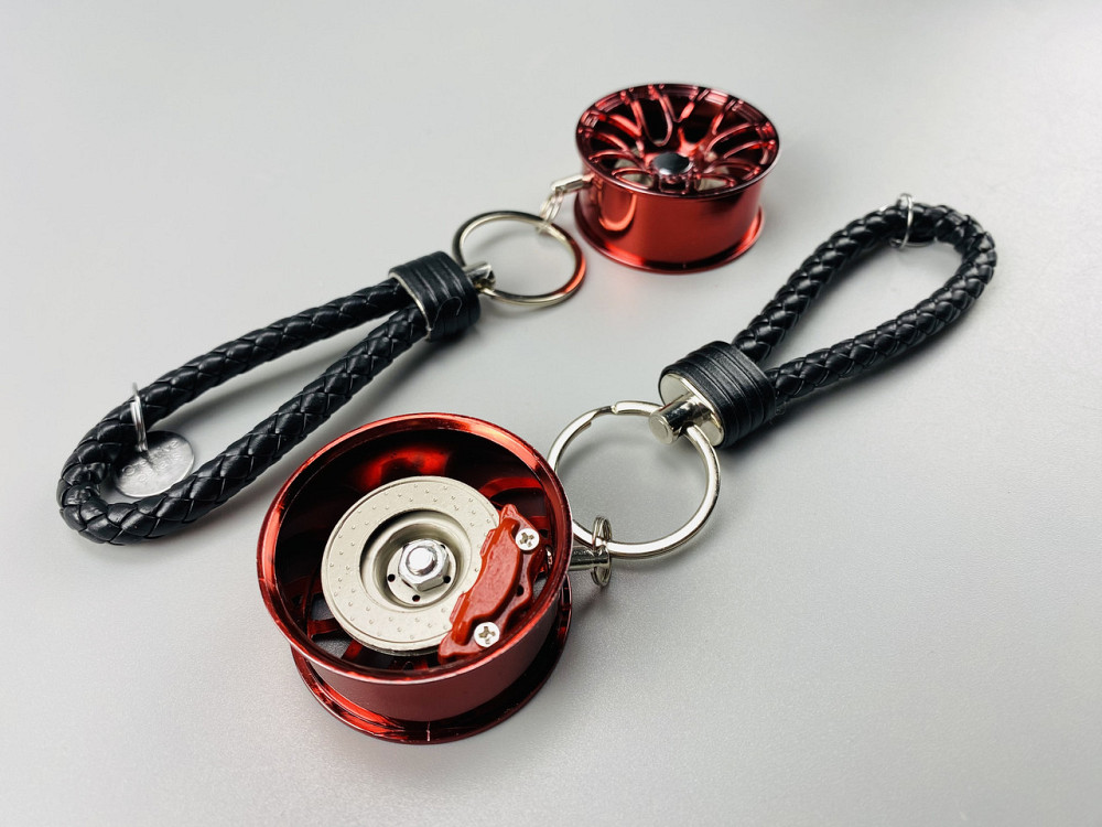 Брелок у вигляді диска колеса червоний, брелок на ключі для водія, брелок металевий на авто ключі Мукачево - фото 6