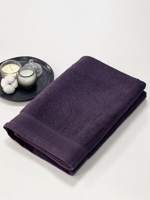 Рушник махровий Ideal Textile з бордюром однотонний 360 г/м2 50х80 см (56860711) Темно-фіолетовий Чернівці - фото 1